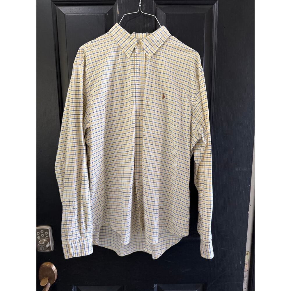 Ralph Lauren men’s vintage Shirt Size 2XL yellow Plaid Checked Cotton